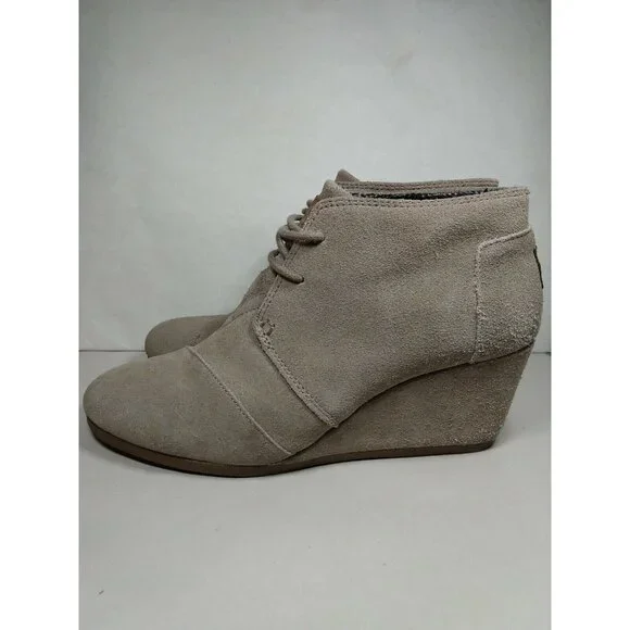 TOMS Kala Women's 3" Wedge Heel Lace Up Bootie Size 10 Taupe Desert - Picture 3 of 9